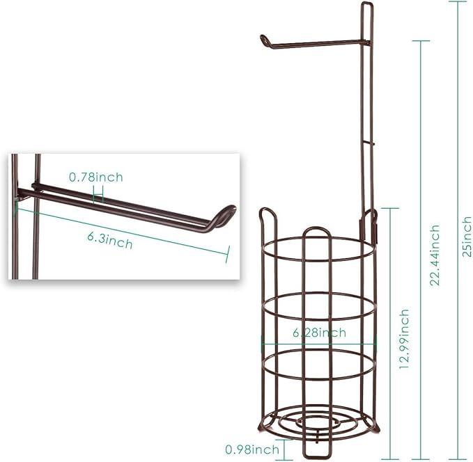 TomCare Toilet Paper Holder Toilet Paper Stand and Dispenser for 4 Mega Rolls Metal Wire Free-Standing Toilet Tissue Paper Roll Storage Shelf Bathroom Accessories Storage Organizer Bronze