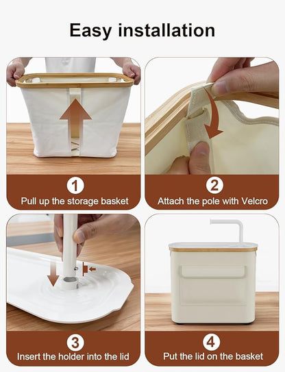 Toilet Paper Storage Basket Holder Holds 9-12 +1 Rolls Elegant Multi-Functional Bathroom Toilet Paper Holder Stand Storage Organizer Waterproof with Tray Hold Phone Wet Wipes Beige
