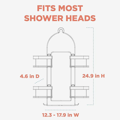 Zenith Expandable Handheld Shower Head/Large Bottle Caddy, Stainless Steel