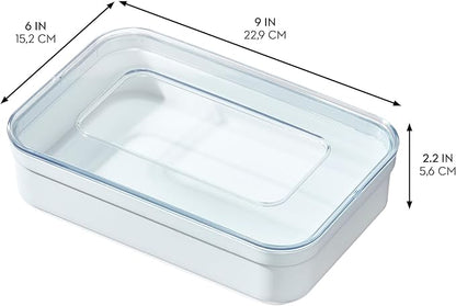 iDesign Sandwich Bag Organizer - Plastic Food Storage Bag Holder for Kitchen Drawer, Clear/White