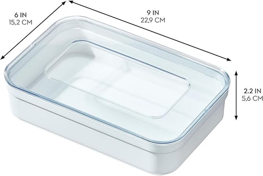 iDesign Sandwich Bag Organizer - Plastic Food Storage Bag Holder for Kitchen Drawer, Clear/White