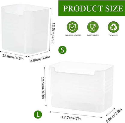 5 Pack Refrigerator Organizer Box, Plastic Refrigerator Side Door Storage Containers, Space-Saving Organizer Bins for Refrige, Refrige Drawers for Fruit and Vegetable (Clear,S×3+L×2)