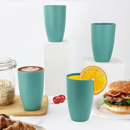 PYRMONT Wheat Straw Cups 20 Oz Alternative Plastic Cups Set of 6 Unbreakable Big Cups for Kitchen Dishwasher & Microwave Safe Large Water Cups for Iced Coffee,Smoothie-Green