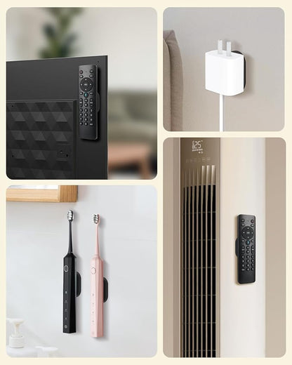 4 Pack Strong Magnetic Remote Control Holder, Self-Adhesive Silicone Remote Holder Wall Mount for TV, Fan, Air Conditioner Remote Control (Black)