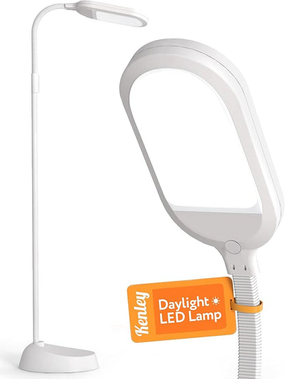 Natural Daylight LED Floor Lamp - 15W LED Craft Light Floor Standing for Reading, Crafting, Sewing - Full Spectrum Bright Sunlight - Adjustable Gooseneck - Task Lamps for Living Room, Bedroom, Office
