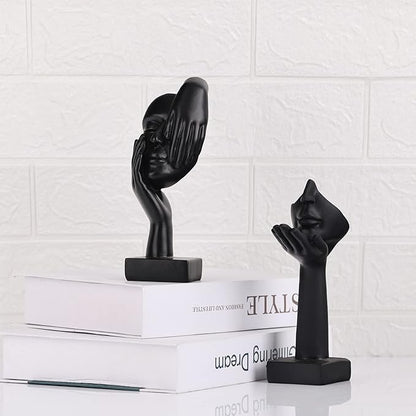 oliruim 6.5" H Black Art Thinker Figurines 2 PCS, Abstract Small Statues Home Accent Decor for Shelf, Office Desk, Living Room, Knick Knacks Decorations for Shelves (2 PCS Black)