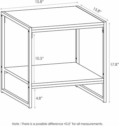 FURINNO Camnus Modern Living 2-Tier End Table, Columbia Walnut, 15.9 in x 15.75 in x 18 in