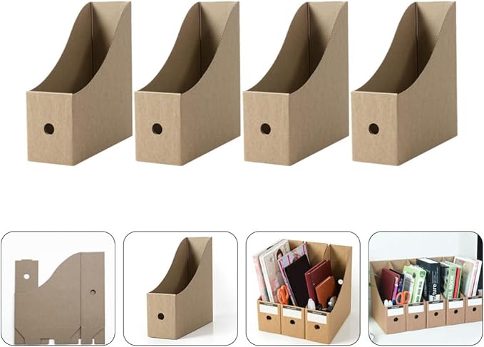 YUYUETIME 4pcs Lightweight Paper File Storage Boxes for Desk Organization Versatile Document and Magazine Holders Practical Desktop File Cases for Home Office School Use