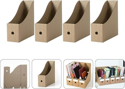 YUYUETIME 4pcs Lightweight Paper File Storage Boxes for Desk Organization Versatile Document and Magazine Holders Practical Desktop File Cases for Home Office School Use