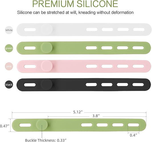 Donruby 24Pcs Silicone Cable Ties - Reusable & Washable with Locking Buckles, Adjustable Fastening Cable Management Straps, Multi-Purpose High Elasticity Cord Organizer (4 Colors)
