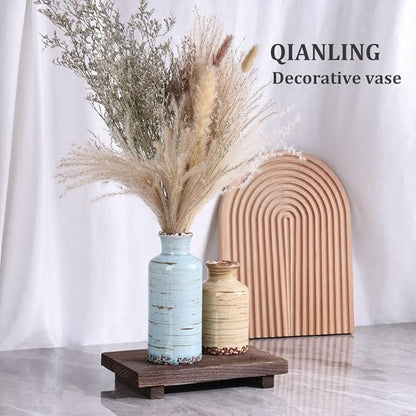 Ceramic Vase Set - 3 Small Flower Vases Home Decor, Modern Rustic Farmhouse Pottery Vases for Centerpieces, Living Room, Kitchen, Shelf, Bedroom, Bathroom, Fireplace, Table Shelf and Entryway Decor
