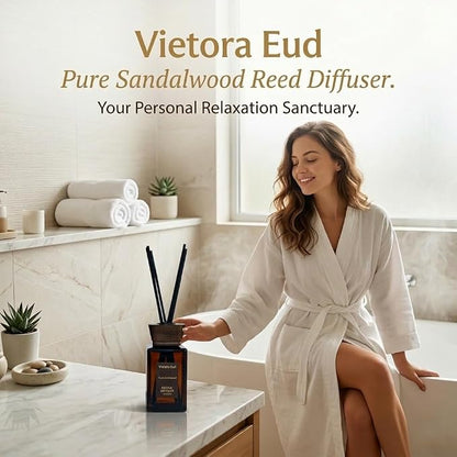 Natural Sandal Wood Reed Diffuser - 5.6 Fl Oz for Home& Office, Bathroom&Shelf Decor| Long Lasting Air Freshener|Gift for Women, Housewarming&Birthday