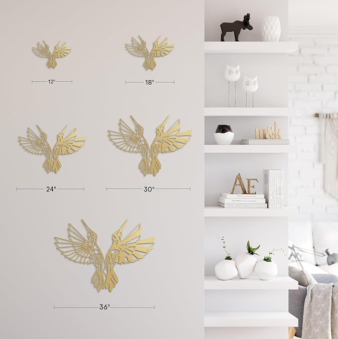 SIGNLEADER Metal Wall Art Decor Birds Dance Modern Abstract Wall Sculpture Hangings Home Decoration for Living Room, Bedroom, Bathroom, Kitchen, Outdoor - 24" Gold