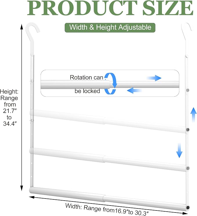 OPKING Double Hanging Closet Rod Extenders Adjustable Width & Height Space-Saving, White