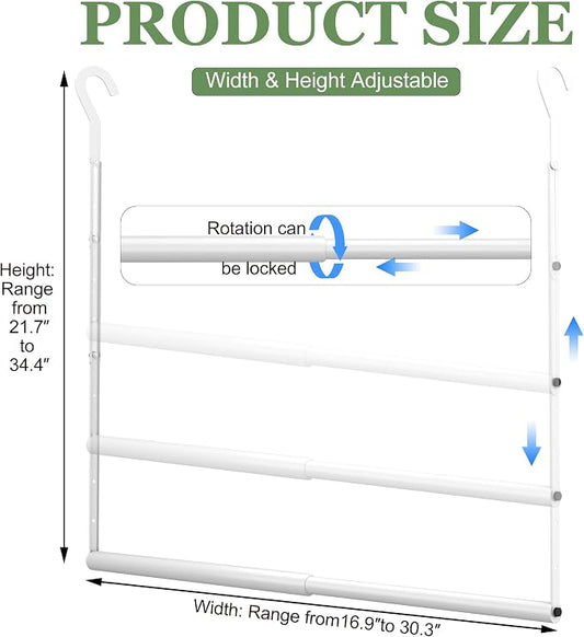 OPKING Double Hanging Closet Rod Extenders Adjustable Width & Height Space-Saving, White
