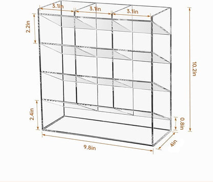 BEYGORM Acrylic Vertical Marker Organizer for 150 Markers with 13 Compartments, Clear Angled Pen & Pencil Holder, Large Desk Stationery & Art Supply Storage for Office & School (10.2 x 9.8 x 4 Inch) | for 150 Markers, Angled, Pen Holders, Desktop Organ...