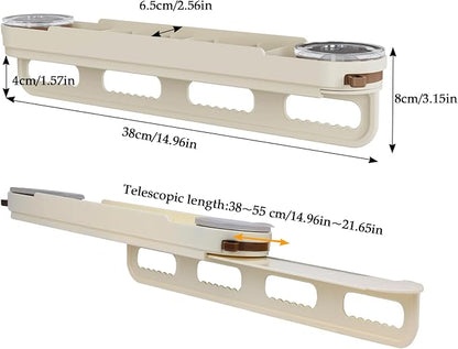 Pull Out Closet Rod, Suction Cup Valet Rod for Closet, No Drilling Extendable Closet Hanger Organizer, Sliding Wardrobe Clothing Rail, 14 Inch, Beige