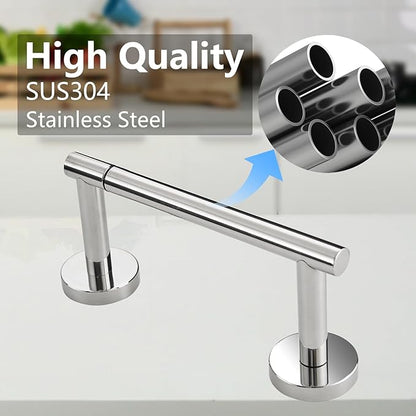 Toilet Paper Holder, Double Post Pivoting Design, Stainless Steel Rustproof Bathroom Tissue Holder, Wall Mount Fits Mega Rolls, for Home, RV, Commercial Bathroom Chrome
