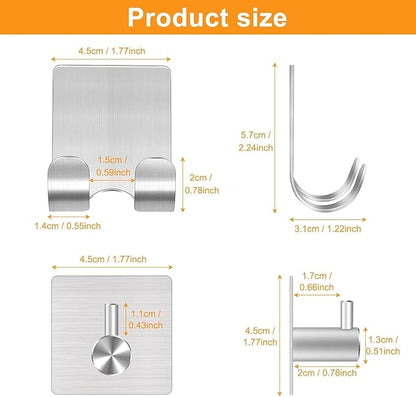 CGBE 4 Packs Shower Hooks for Inside Shower, Self Adhesive Shaver Holder Hanger Hook for Bathroom Damage Free Wall Hooks for Razor Loofah Sponge
