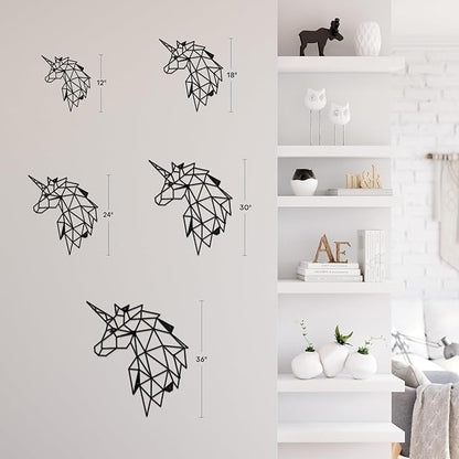 SIGNLEADER Metal Wall Art Decor Sad Unicorn Modern Abstract Wall Sculpture Hangings Home Decoration for Living Room, Bedroom, Bathroom, Kitchen, Outdoor - 18" Black