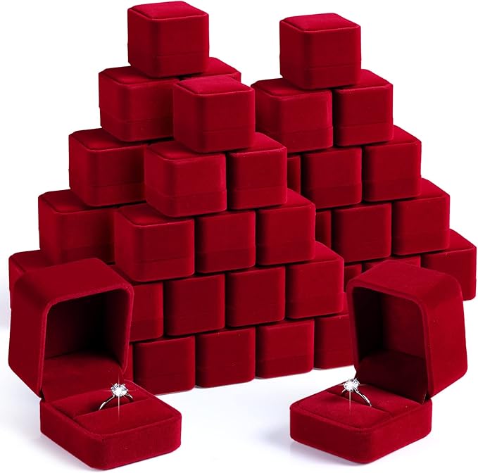 Maitys 48 Pieces Velvet Ring Boxes Bulk for Jewelry Display Wedding Engagement Ring Box Jewelry Case Gift Boxes Earring Boxes for Birthday Anniversary Proposal