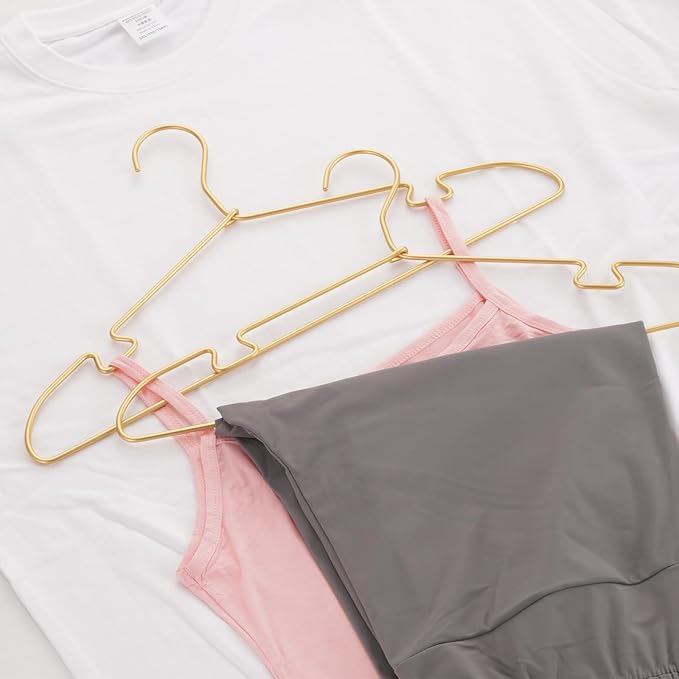 Gold Aluminum Clothes Hangers, 30 Pack 16.5 Inch Metal Shirt Hangers, Lightweight and Sturdy Heavy Duty Hangers for Suit Jackets and Dress Wedding Dresses Etc