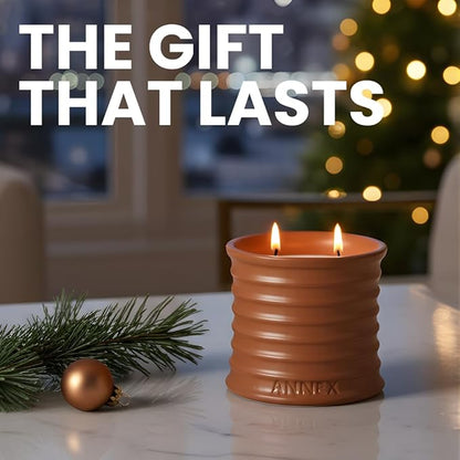 Annex Tobacco, Vanilla & Amber Luxury Scented Candle - Handmade Ceramic Jar - 50hr Clean Burn, Non-Toxic Soy Wax - Aesthetic Home Decor Winter Gift for Men & Women - Oud & Sandalwood