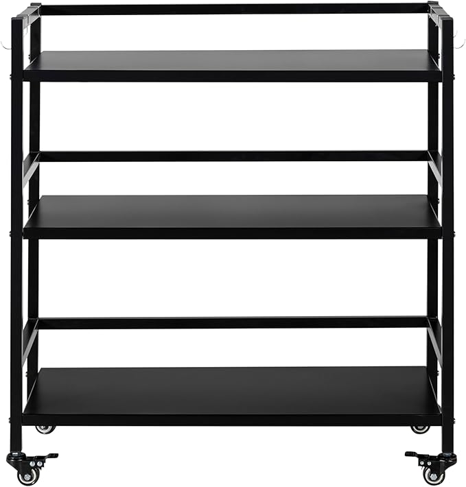 WHUANGKAKAMetal Storage Shelves,Garage Storage Shelving,Standing Storage Shelf,Black Metal Storage Rack,3 Tier Metal Shelving,Move Storage Shelf,Shelving Unit Organizer.