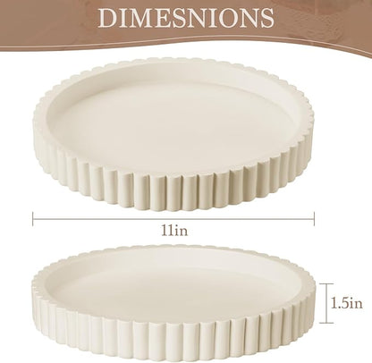Decorative Tray for Coffee Table Decor - Resin Round Tray Stylish Coffee Table Centerpiece for Living Room Decor, Minimalist Vanity Organizer for Candles, Perfume, Bathroom & Home Styling