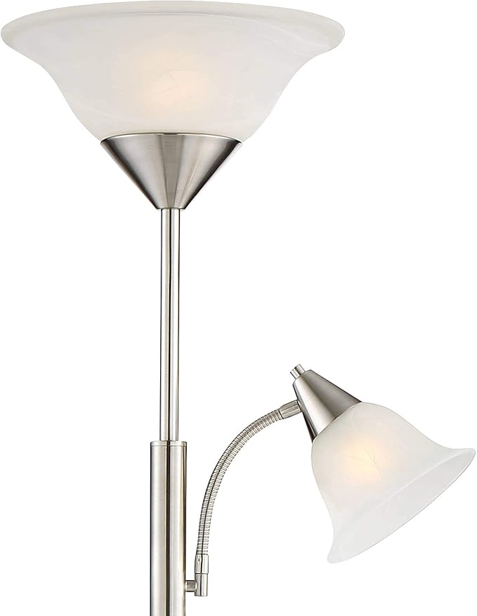 360 Lighting Jordan Modern Tree Torchiere Floor Lamp Standing 3-Light 71 1/2" Tall Brushed Nickel Silver Alabaster Glass Shades Decor for Living Room Reading House Bedroom Office