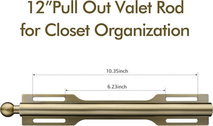 12" Valet Rod for Closet Pull Out (2 Pack, Antique Brass)