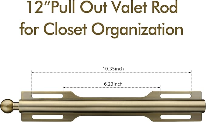 12" Valet Rod for Closet Pull Out (1 Pack, Antique Brass)