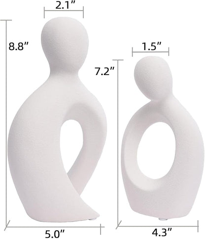 Quoowiit Ceramic Couple Sculptures for Home Decor, Abstract Lover Statue for Shelf, Office, Living Room, Bedroom, Gifts for Anniversary, Valentine's Day, Birthday (White)