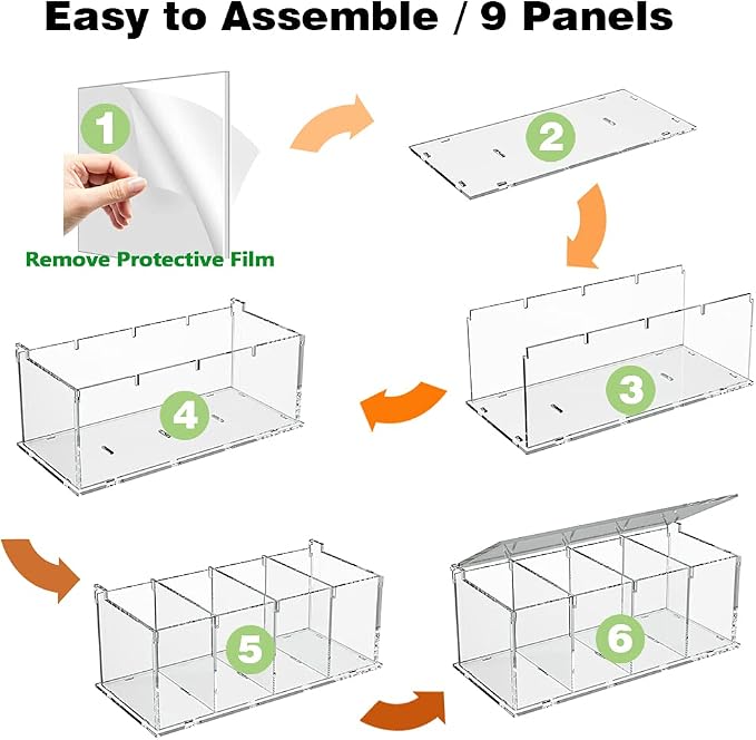 RR RAXMIN Coffee Capsule Holder Acrylic Box K Cup Holder Coffee Pod Storage Clear Acrylic 4 Compartment with Lid Organizer Coffee Bar Accessories