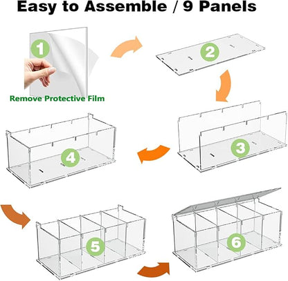 RR RAXMIN Coffee Capsule Holder Acrylic Box K Cup Holder Coffee Pod Storage Clear Acrylic 4 Compartment with Lid Organizer Coffee Bar Accessories