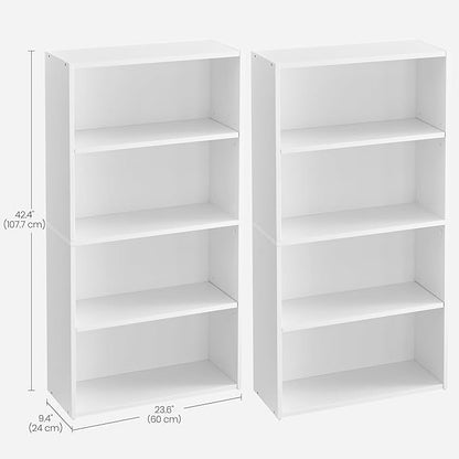 VASAGLE Set of 2 Bookshelves, 23.6 Inches Wide, 4-Tier Open Bookcases with Adjustable Storage Shelves, Floor Standing Units, Cloud White ULBC164T14-2