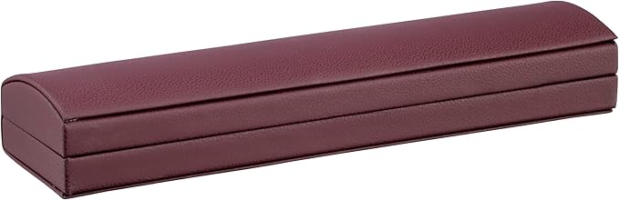 Dome-Shape Leather Bracelet Box for Women & Men – Jewelry Gift Box Ideal for Bracelet Case, Necklace, Chain – Bracelet/Necklace Box with Cream Ribbed Outer Box & Matching Bow Ribbon