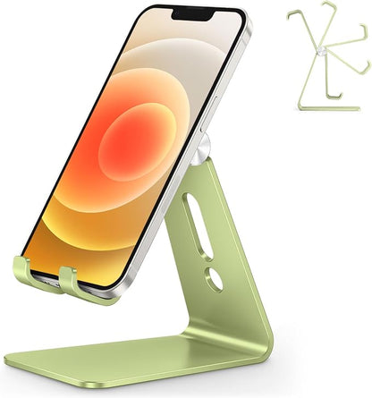 OMOTON Adjustable Cell Phone Stand, C2 Aluminum Desktop Phone Dock Holder Compatible with iPhone 15 14 13, SE, XR, 8 Plus 7 6, Samsung Galaxy, Google Pixel and More