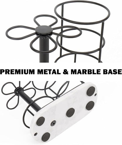 Toothbrush Holder Stand for Bathroom, Metal Toothbrush Organizer with Marble Base, Toothbrush Storage Collection for Family, Suitable for Home Hotel Countertop Vanity (Medium, Matte Black)