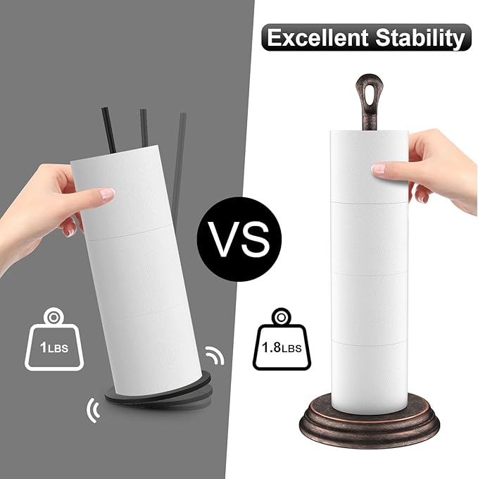 KASUNTO Toilet Paper Holder with Rustproof, Metal Free Standing Toilet Paper Stand Storage for Bathroom, Tissue Paper Roll Holder for Bathroom Accessories (Oil Rubbed Bronze)
