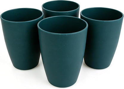 Wheat Straw Cups set of 4, Unbreakable Drinking Cup, Reusable Cups, Dishwasher Safe, 12 oz for Kitchen, Home, Office and Outdoor Use (Dark Green)