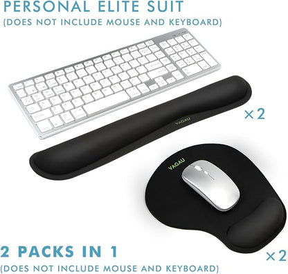 VAGAU Premium Keyboard Wrist Rest and Mouse Pad Wrist Support, Ergonomic Memory Foam Set for Office, Laptop, Mac, Computer and Gaming, Comfortable Typing &Wrist Pain Relief (2 Pack)