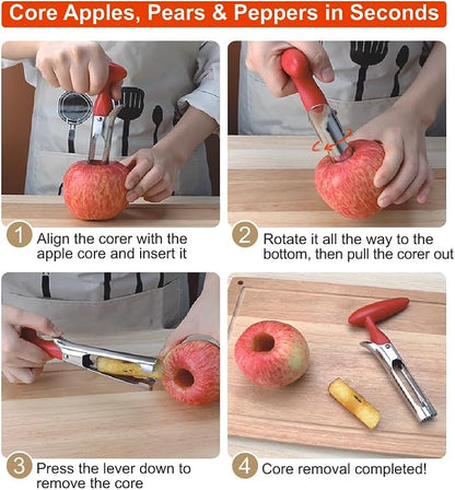 Apple Corer Tool, Apple Core Removal, Stainless Steel Apple Core Remover Tool, Easy to Grip, Easy to Use