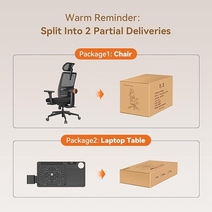 Newtral Ergonomic Mesh Office Chair with with Adaptive Lumbar Support, High Back Desk Computer Chair with 4D Adjustable Armrest, 136° Tilt Lock, Adjustable Seat Depth & Height(with Laptop Tray, Black)