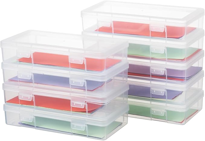 OMNISAFE 9 Pack Medium Plastic Hobby Art Craft Organizer,Clear Plastic Storage Containers with Latching Lid, for Pencil Box, Lego, Crayon
