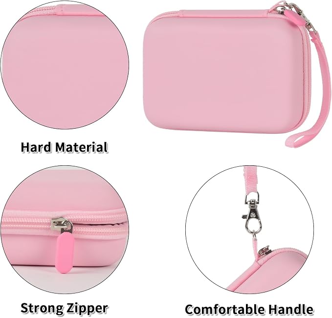 Comecase Case Compatible with Nelko P21/ for Phomemo D30 D35 Label Maker Machine, for JADENS D11/ for SUPVAN Mini Labeler Sticker, Labler Maker Storage for Tape&Accessories - Pink