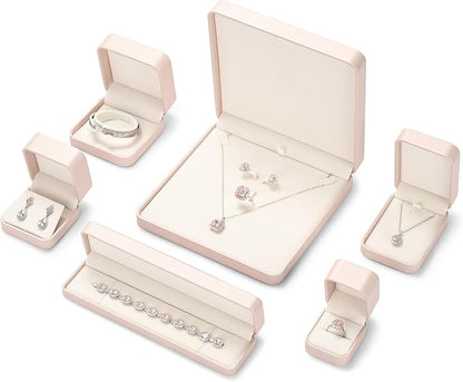 Pink Leather Ring Box Jewelry Gift Box Wedding Ring Case for Birthday, Proposal, Engagement,Wedding, Valentine's Day Gifts (Pink)