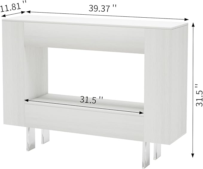 Narrow Console Table with Hidden Side Storage Cabinets, Adjustable Shelves, Modern Entryway Sofa Table for Behind The Couch, Living Room, Hallway, White
