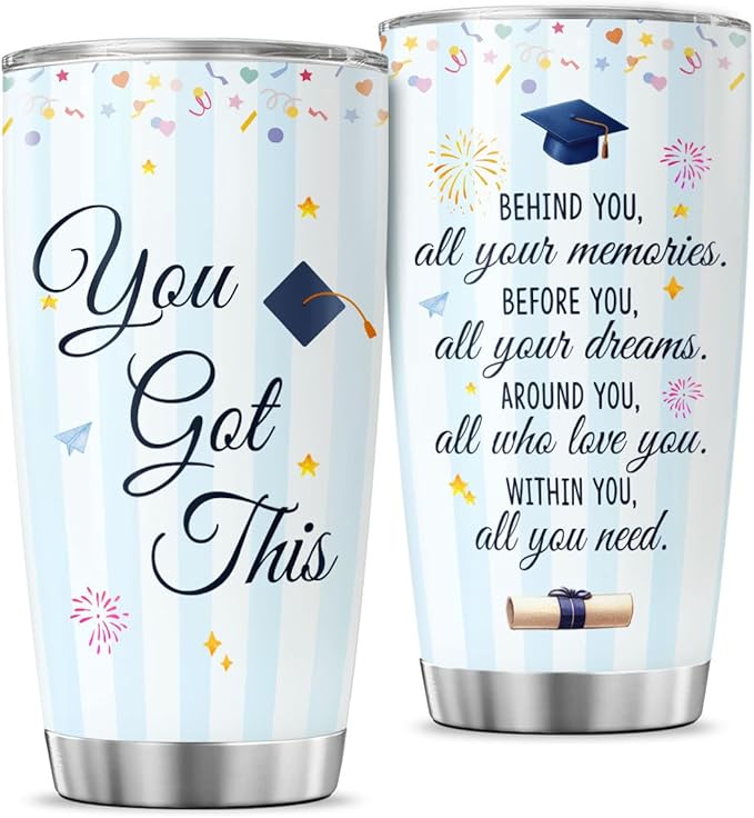Graduation Gift for Her or Him, Inspirational Quote 20oz Stainless Steel Insulated Travel Mug, Keepsake Tumbler for College High School Senior Celebration