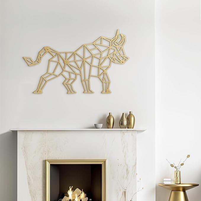 SIGNLEADER Metal Wall Art Decor Bull Warrior Modern Abstract Wall Sculpture Hangings Home Decoration for Living Room, Bedroom, Bathroom, Kitchen, Outdoor - 12" Gold